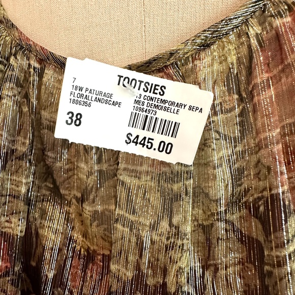 Mes Demoiselles Paris Silk Floral Metallic 'Paturage' Maxi Dress Size FR 38/US M - Picture 9 of 11